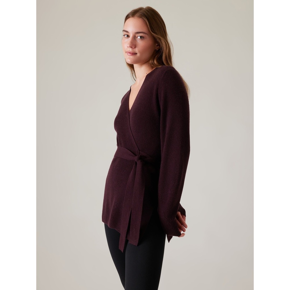 Athleta Sweater| Purple Alpine Wool-Cashmere Wrap Sweater